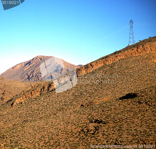 Image of valley in   africa morocco the atlas dry mountain ground isolate