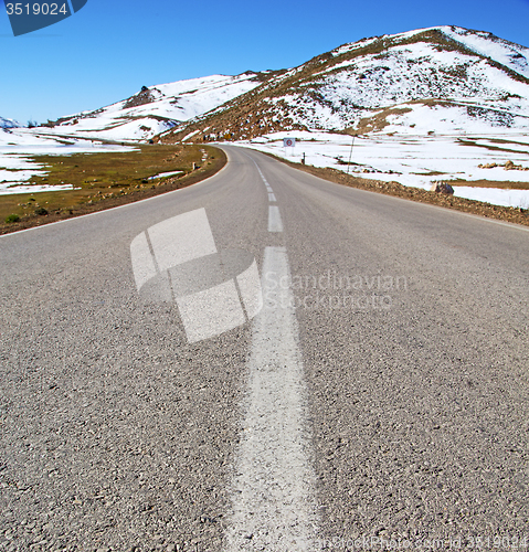 Image of hill in   africa morocco the atlas valley dry mountain ground is