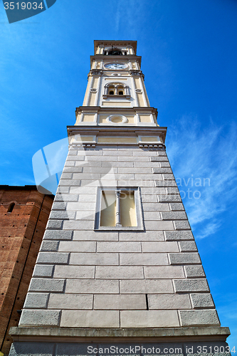 Image of monument  clock tower in italy    stone and bell