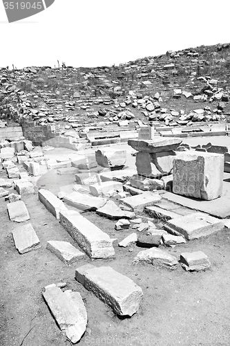Image of in delos greece the historycal acropolis and old ruin site