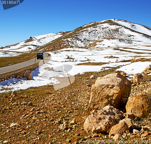 Image of hill in   africa morocco the atlas valley dry mountain ground is