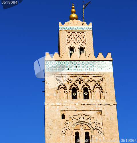 Image of in maroc africa minaret and the blue    sky