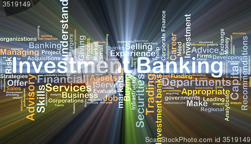 Image of Investment banking background concept glowing