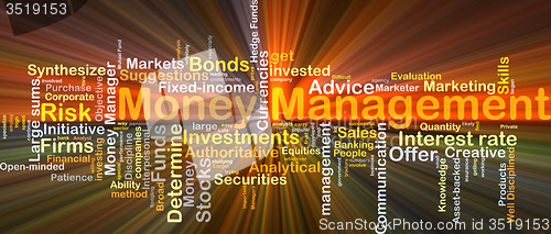 Image of Money management background concept glowing