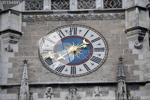 Image of The clock on town hall at Marienplatz in Munich, Germany