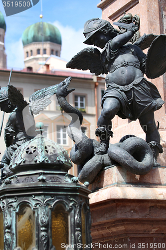 Image of Putto Statue on the Marienplatz in Munich, German