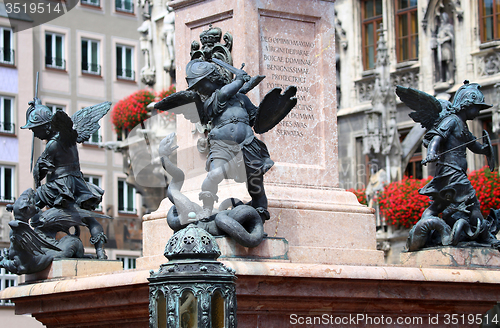 Image of Putto Statue on the Marienplatz in Munich, German