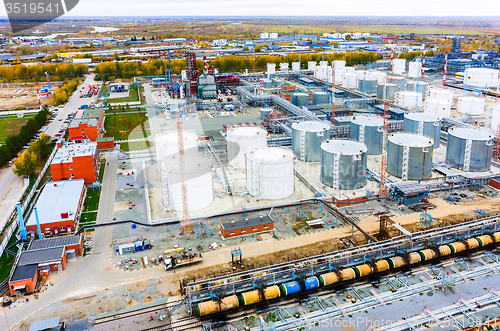 Image of Aerial view on oil refinery plant. Tyumen. Russia