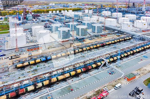 Image of Aerial view on oil refinery plant. Tyumen. Russia