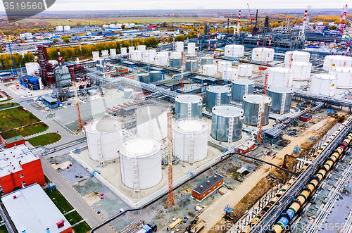 Image of Aerial view on oil refinery plant. Tyumen. Russia