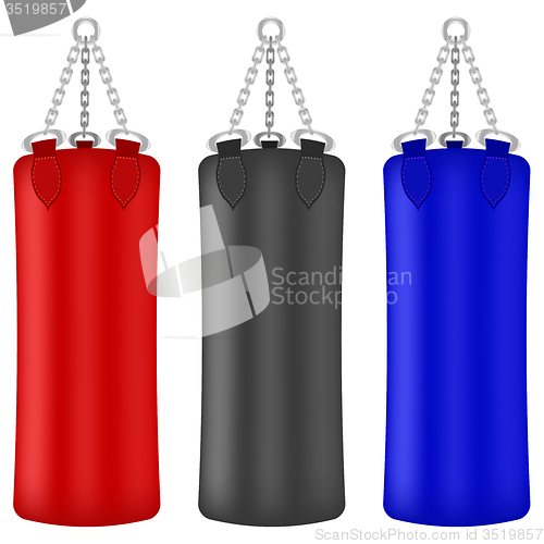 Image of Set of Colorful Boxing Bags