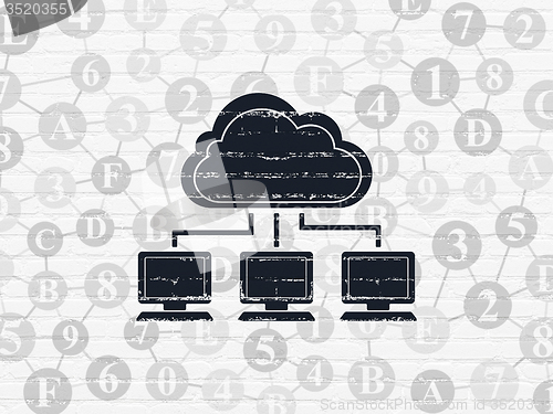 Image of Cloud technology concept: Cloud Network on wall background