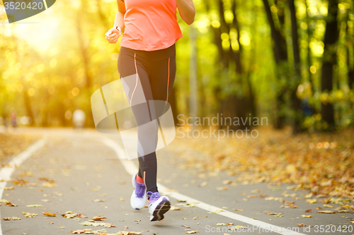 Image of Woman exercise, shoes closeup