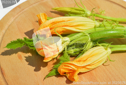 Image of Yellow courgette blossoms