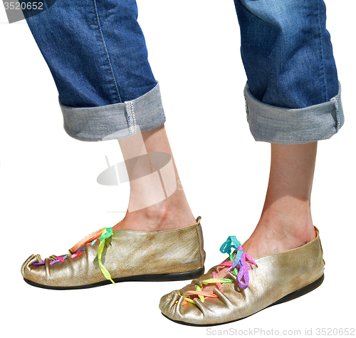 Image of Ladies fun gold shoes