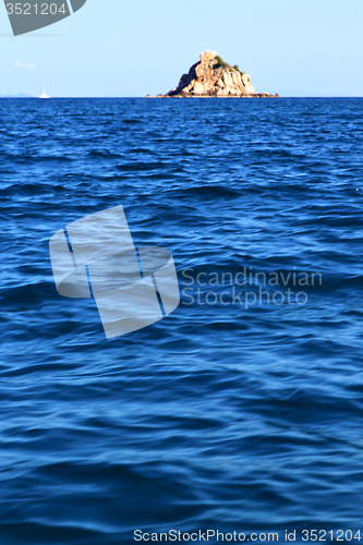 Image of  blue lagoon  stone in thailand kho  bay    water   south china 