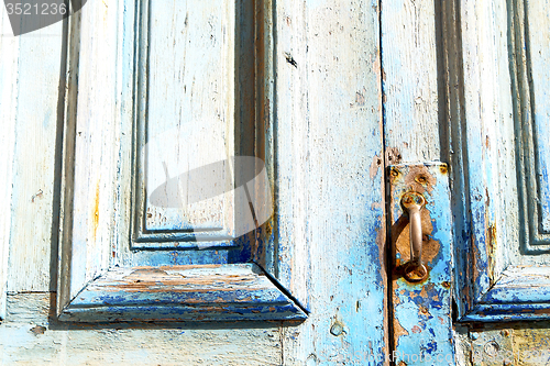 Image of metal rusty  brown    morocco in africa the old blue