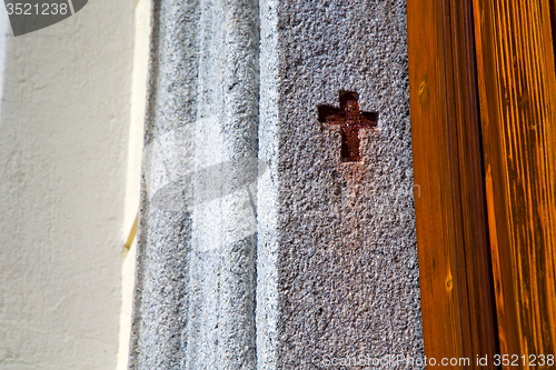 Image of wall milan  in italy old   church concrete  wood