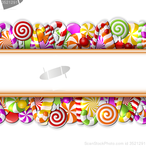 Image of Sweet banner with colorful candies. 