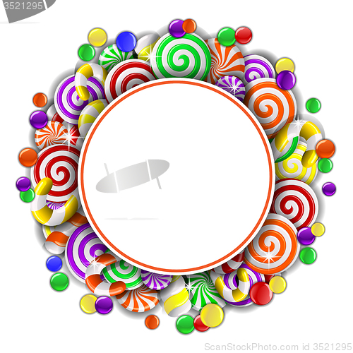 Image of Frame with colorful candies.