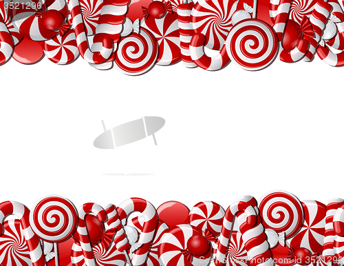 Image of Frame made of red and white candies