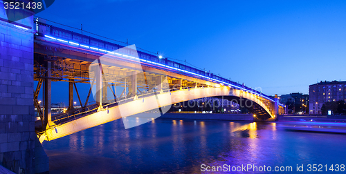 Image of summer evening cityscape with Smolensky Metro Bridge