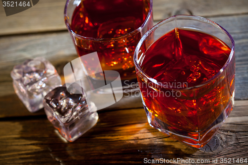 Image of good old whiskey with ice