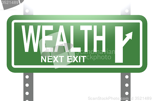 Image of Wealth green sign board isolated