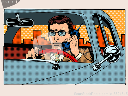 Image of Retro driver talking on cell phone