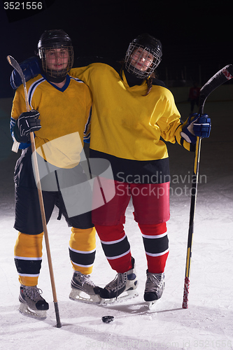 Image of teen girl  ice hockey player portrait