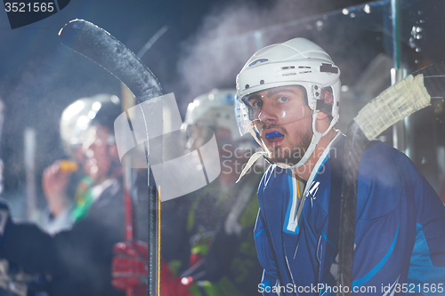 Image of ice hockey players on bench