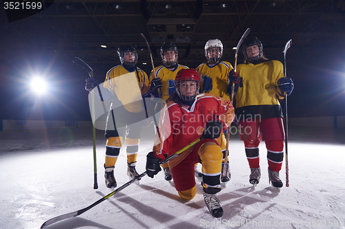 Image of teen girls ice hockey sport players