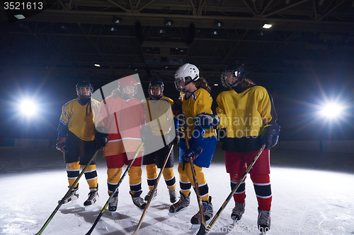 Image of teen girls ice hockey sport players