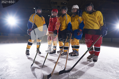 Image of teen girls ice hockey sport players