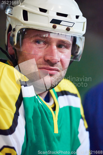 Image of ice hockey players on bench