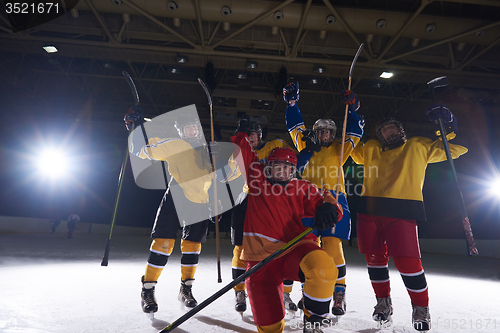 Image of teen girls ice hockey sport players