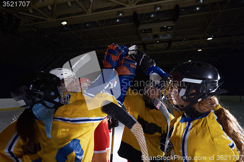 Image of teen girls ice hockey sport players