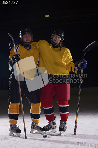 Image of teen girl  ice hockey player portrait