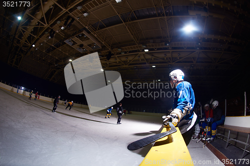 Image of ice hockey players on bench