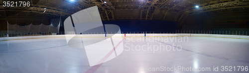 Image of empty ice rink, hockey arena