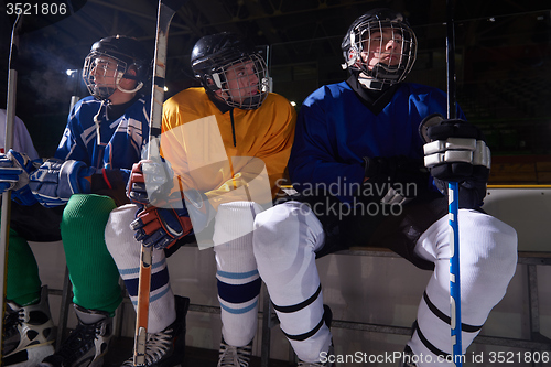 Image of ice hockey players on bench