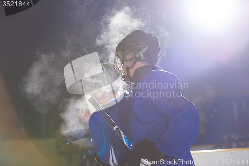 Image of ice hockey players on bench