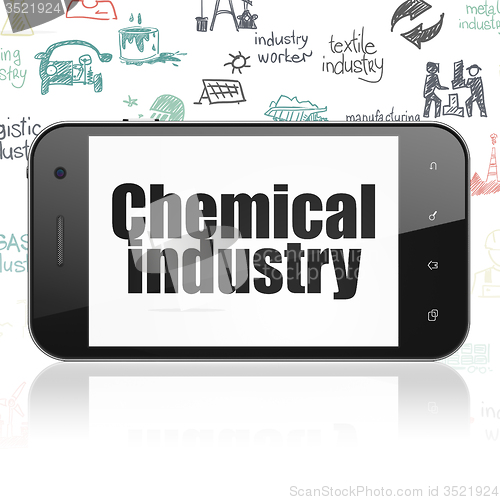 Image of Manufacuring concept: Smartphone with Chemical Industry on display
