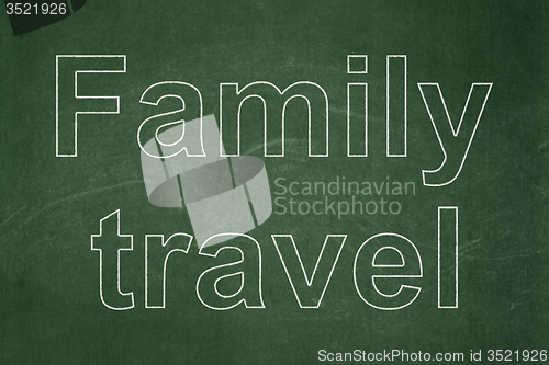 Image of Travel concept: Family Travel on chalkboard background