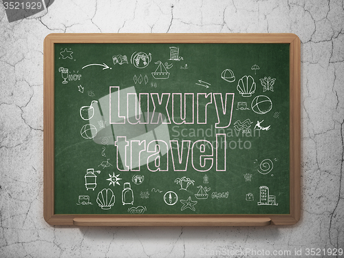 Image of Travel concept: Luxury Travel on School Board background