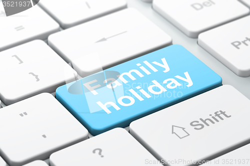 Image of Vacation concept: Family Holiday on computer keyboard background