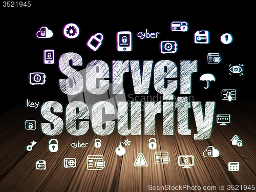 Image of Privacy concept: Server Security in grunge dark room