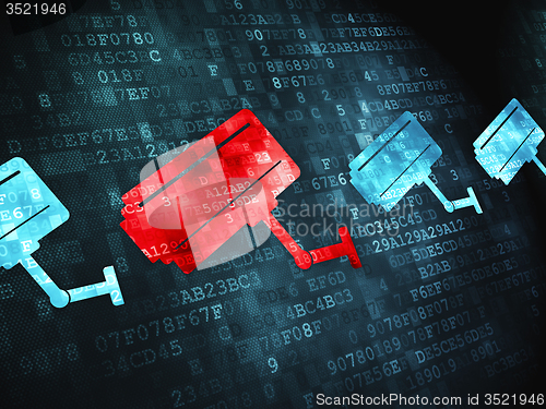 Image of Safety concept: Cctv Camera on digital background