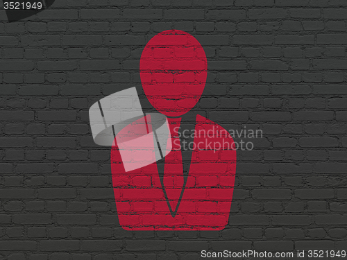 Image of Marketing concept: Business Man on wall background