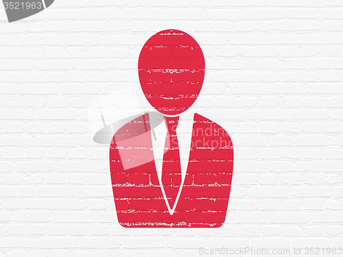 Image of Law concept: Business Man on wall background